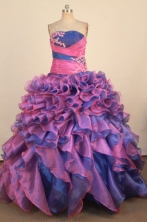 Colorful Ball Gown Strapless Floor-Length Purple Appliques Quinceanera Dresses Style FA-S-226