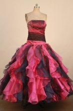 Colorful Ball Gown Strapless Floor-Length Red Beading Quinceanera Dresses Style FA-S-225