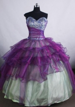 Elegant Ball gown Sweetheart neck Floor-Length Purple Quinceanera Dresses Style FA-Y-110