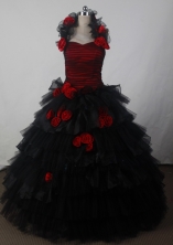 Fashionable Ball Gown Halter Floor-length Black Quincenera Dresses TD260027