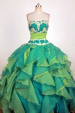 Fashionable Ball Gown Strapless Floor-Length Spring Green Beading and Appliques Quinceanera Dresses Style FA-S-272