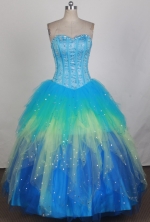 Gorgeous Ball Gown Sweetheart Neck Floor-length Blue Quinceanera Dress LZ426057