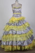Modest Ball Gown Strapless Floor-length Yellow Quinceanera Dress X0426081