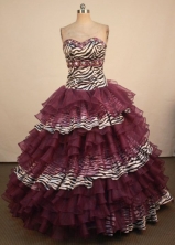 Romantic Ball Gown Sweetheart Neck Floor-Length Burgundy Beading Quinceanera Dresses Style FA-S-229
