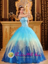 Santiago Sacatepquez Guatemala Multi-color Blue Quinceanera Dress Sweetheart Beading for 2013 Quinceanera Style QDZY109FOR