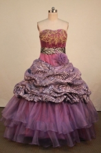 Affordable Ball Gown Strapless Floor-Length Purple Beading Quinceanera Dresses Style FA-S-296