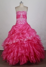 Beautiful Ball Gown Strapless Floor-length Hot Pink Quinceanera Dress Y042632