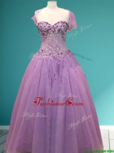 Beautiful Rhinestoned A Line Sweet 16 Gown in Lavender SWQD086FOR