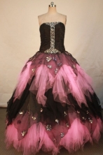 Cute Ball Gown Strapless Floor-length Quinceanera Dresses Appliques with Beading Style FA-Z-0322