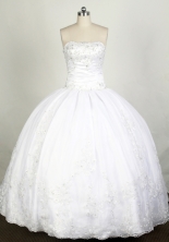 Elegant Ball Gown Strapless Floor-length White Quinceanera Dress Y042647