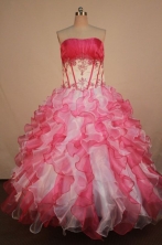 Exquisite Ball Gown Strapless Floor-Length Hot Pink Appliques Quinceanera Dresses Style FA-S-362