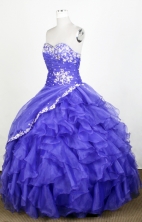 Exquisite Ball Gown Sweetheart Floor-length Blue Quinceanera Dress Y0426014