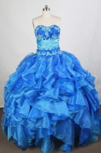 Exquisite Ball Gown Sweetheart Floor-length Blue Quinceanera Dress Y042664