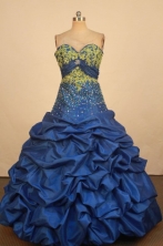 Gorgeous Ball Gown Sweetheart Neck Floor-Length Blue Beading Quinceanera Dresses Style FA-S-236