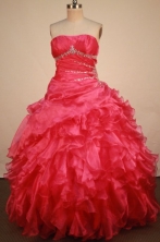 Luxury Ball Gown Strapless Floor-Length Red Beading Quinceanera Dresses Style FA-S-301