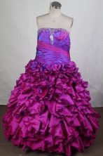 Luxury Ball Gown Strapless Floor-length Fuchsia   Quinceanera Dress Y042661