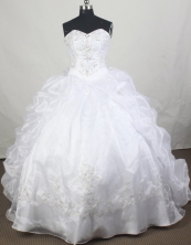 Luxury Ball Gown Sweetheart Floor-length White   Quinceanera Dress Y042660