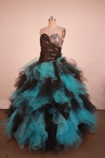 Luxury Ball Gown Sweetheart Neck Floor-Length Blue Beading Quinceanera Dresses Style FA-S-266