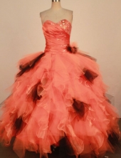 Luxury Ball Gown Sweetheart Neck Floor-Length Orange Beading Quinceanera Dresses Style FA-S-260