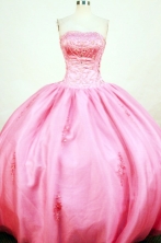 Modest Ball Gown Strapless Floor-length Quinceanera Dresses Appliques Style FA-Z-0230