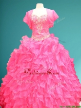 New Style Hot Pink Sweet 16 Gown with Beading and Ruffles SWQD085FOR