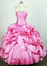 Popular Ball Gown Strapless Floor-length Pink Quinceanera Dress Y042649