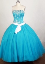 Pretty Ball Gown Strapless Floor-length Teal Quinceanera Dress Y042653