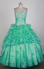 Beautful Ball Gown Straps Floor-length Teal Quinceanera Dress LZ426013