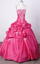 Beautiful Ball Gown Strapless FLoor-Length Hot Pink Appliques And Beading Quinceanera Dresses Style FA-S-118