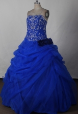 Beautiful Ball Gown Strapless Floor-length Blue Quinceanera Dress LJ2621