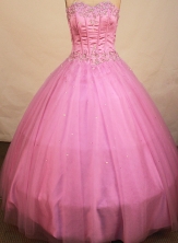 Beautiful ball gown sweetheart-neck floor-length appliques pink quinceanera dresses FA-X-069