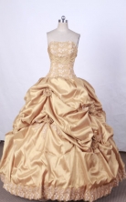 Brand New Ball Gown Strapless FLoor-Length Orange Appliques Quinceanera Dresses Style FA-S-080