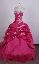 Brand New Ball Gown Strapless FLoor-Length Taffeta Hot Pink Beading Quinceanera Dresses Style FA-S-036