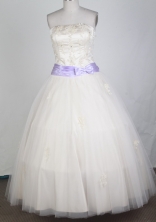 Classical Ball Gown Strapless Floor-length White Quinceanera Dress LZ426040