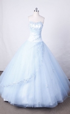 Elegant Ball Gown Strapless FLoor-Length Baby Blue Appliques And Beading Quinceanera Dresses Style FA-S-119