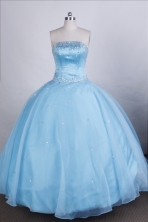 Elegant Ball Gown Strapless Floor-length Light Blue Quinceanera Dresses Style FA-C-71