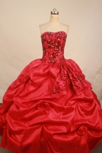 Elegant ball gown sweetheart-neck floor-length red beading quinceanera dresses FA-X-067
