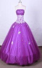 Informal Ball Gown Strapless FLoor-Length Purple Beading And Appliques Quinceanera Dresses Style FA-S-067