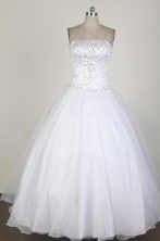 Low Price Ball Gown Strapless Floor-length WhiteQuinceanera Dress X0426017