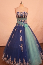 Luxurious A-line Strapless Floor-length Quinceanera Dresses Appliques Style FA-Z-0309