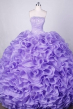 Luxurious Ball Gown Strapless FLoor-Length Orangza Lilac Beading Quinceanera Dresses Style FA-S-040