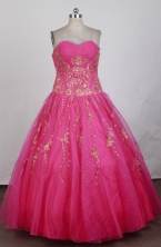 Luxurious Ball Gown Strapless Floor-length Magenta Quinceanera Dress X0426085