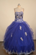 Luxurious Ball Gown Sweetheart Neck Floor-Lengtrh Blue Appliques Quinceanera Dresses Style FA-S-187