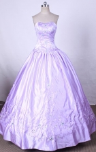 Modest Ball Gown Strapless FLoor-Length Lilac Beading And Embroidery Quinceanera Dresses Style FA-S-111