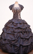 Modest Ball Gown Strapless Floor-length Brown Taffeta Jacket Quinceanera dress Style FA-L-029