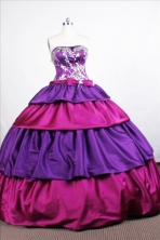 Modest Ball Gown Strapless Floor-length Taffeta Quinceanera Dresses Style FA-C-031