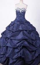 Modest Ball Gown Sweetheart Floor-length Taffeta Embroidery Quinceanera dress Style FA-L-004