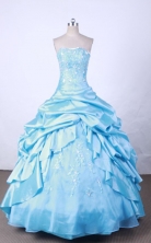 New Arrival Ball Gown Strapless FLoor-Length Baby Blue Appliques And Beading Quinceanera Dresses Style FA-S-117