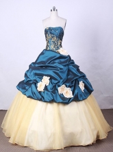 New Arrival Ball Gown Strapless FLoor-Length Blue Appliques And Beading Quinceanera Dresses Style FA-S-116