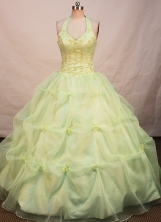 Perfect Ball Gown Halter Top Neck Floor-length Quinceanera Dresses Style FA-W-219